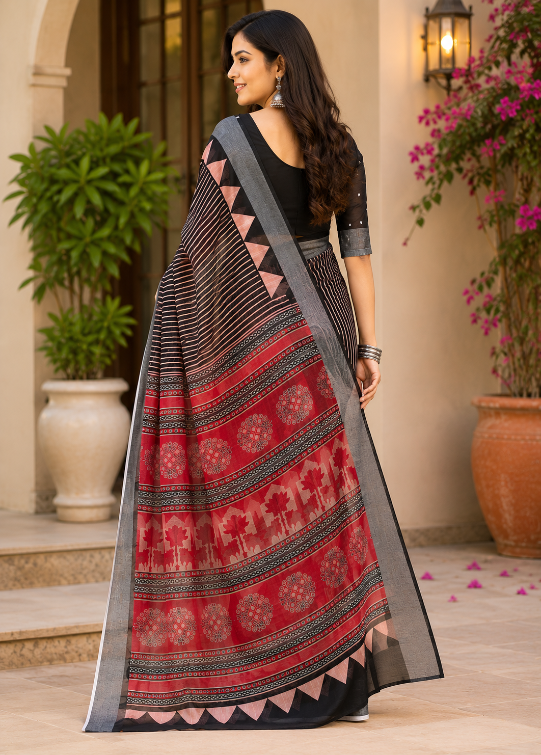 Linen Digital Printed Party Wear Saree - SAR-6054 - image 4