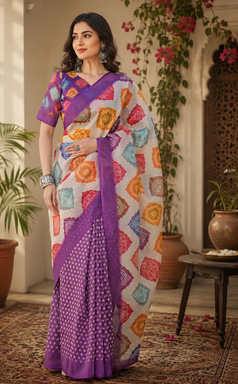 Linen Digital Printed Party Wear Saree - SAR-6055 - hero