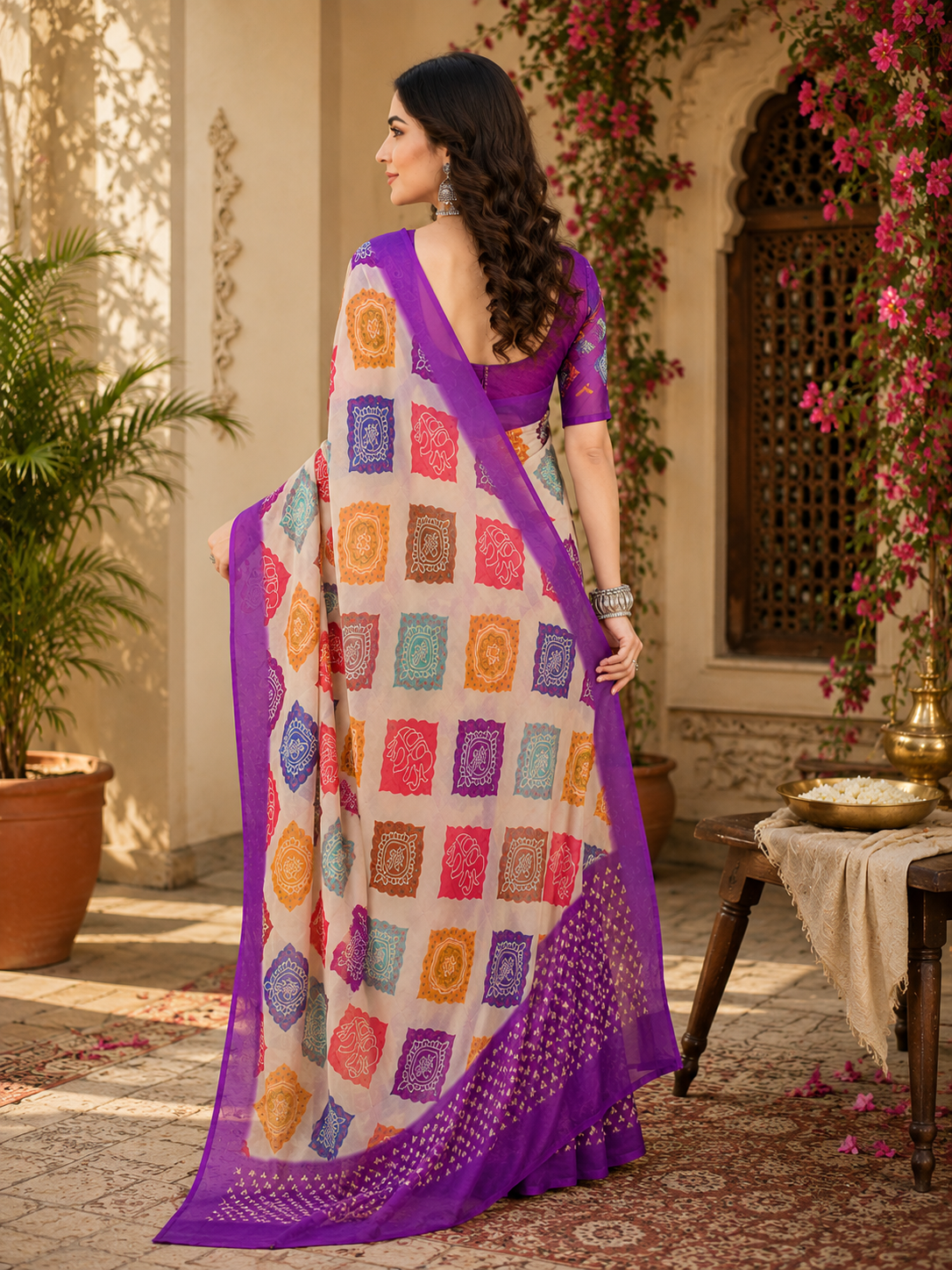 Linen Digital Printed Party Wear Saree - SAR-6055 - image 3