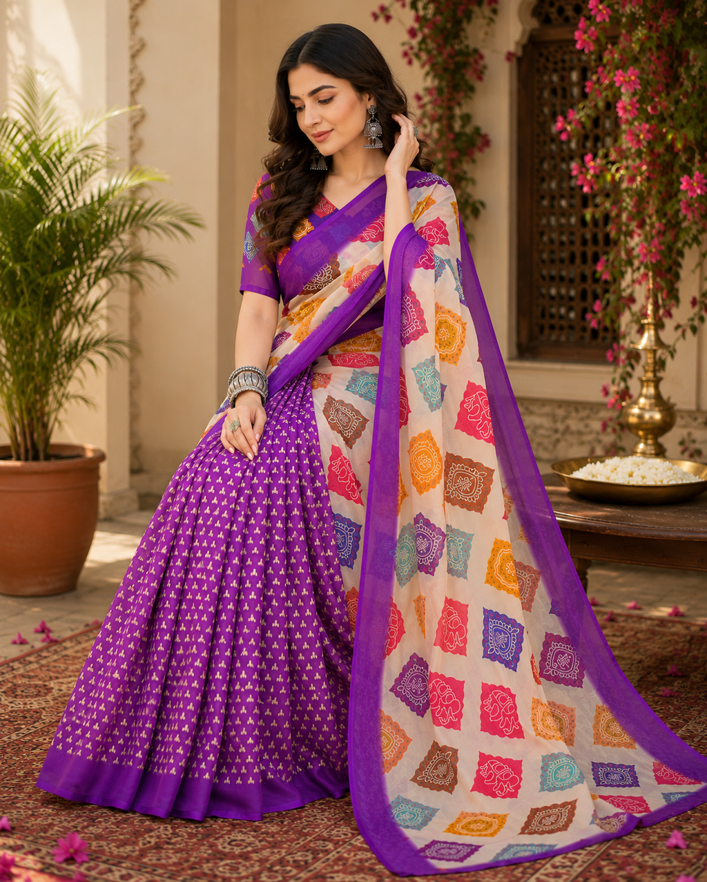 Linen Digital Printed Party Wear Saree - SAR-6055 - image 4