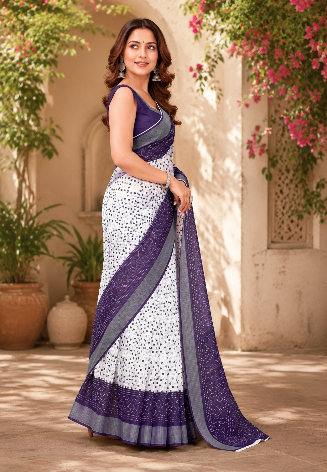 Linen Digital Printed Party Wear Saree - SAR-6075 - image 3