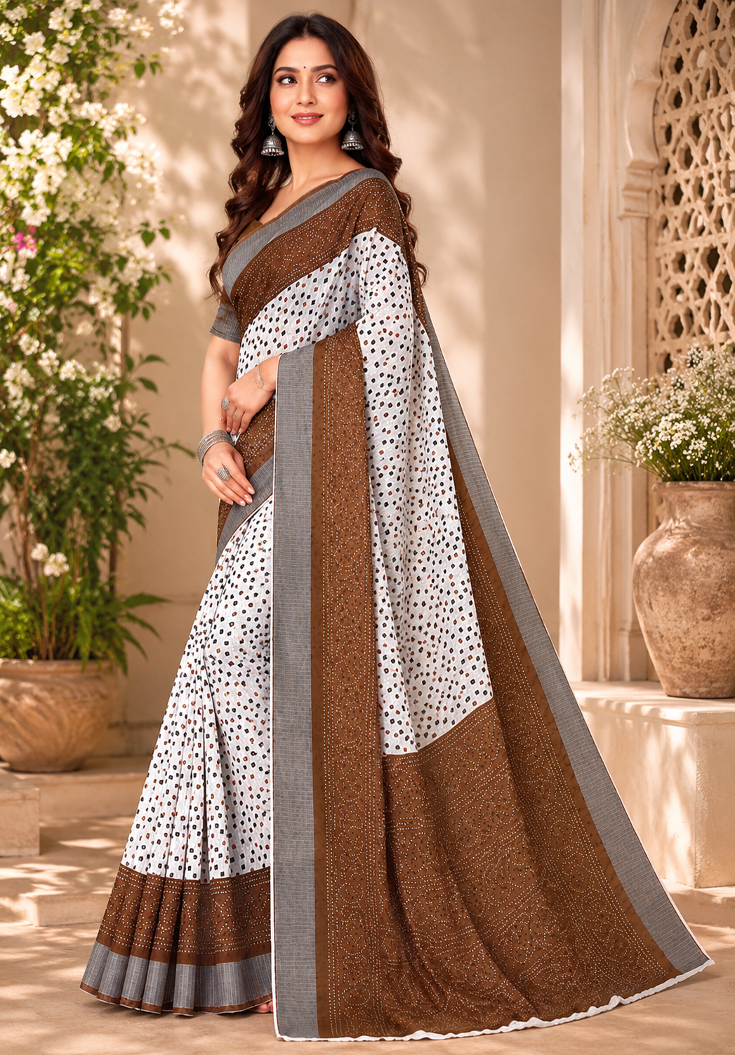 Linen Digital Printed Party Wear Saree - SAR-6076 - image 2