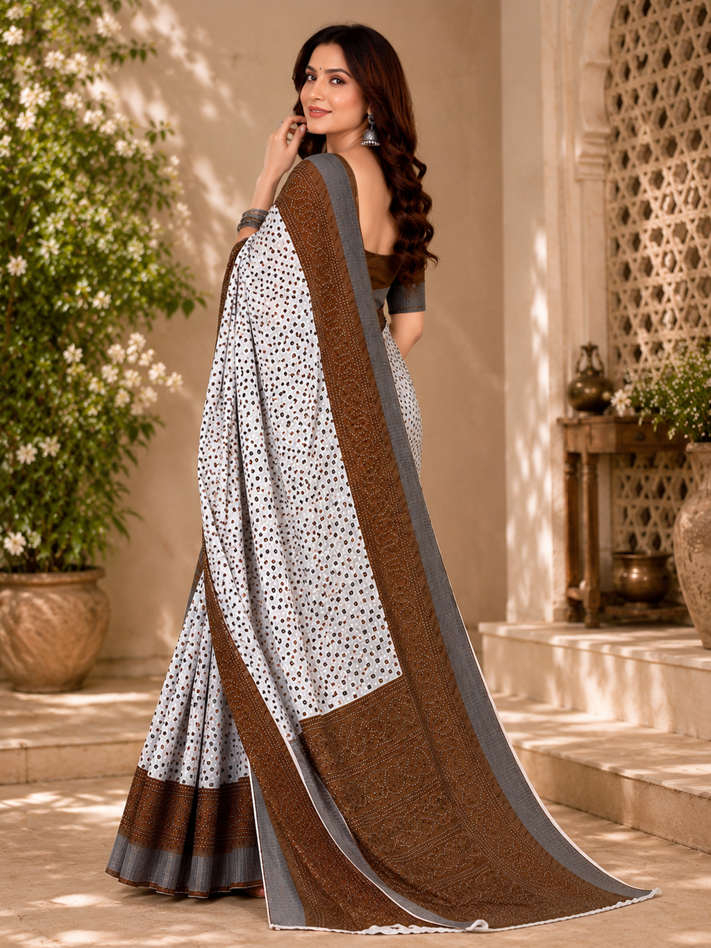 Linen Digital Printed Party Wear Saree - SAR-6076 - image 4