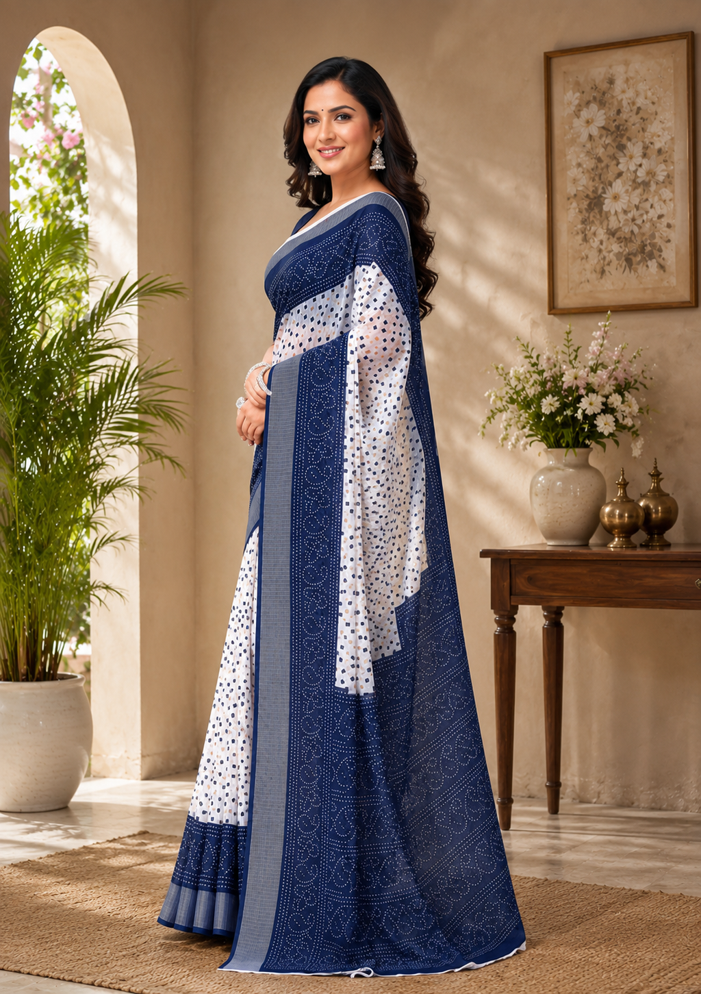 Linen Digital Printed Party Wear Saree - SAR-6077 - image 3