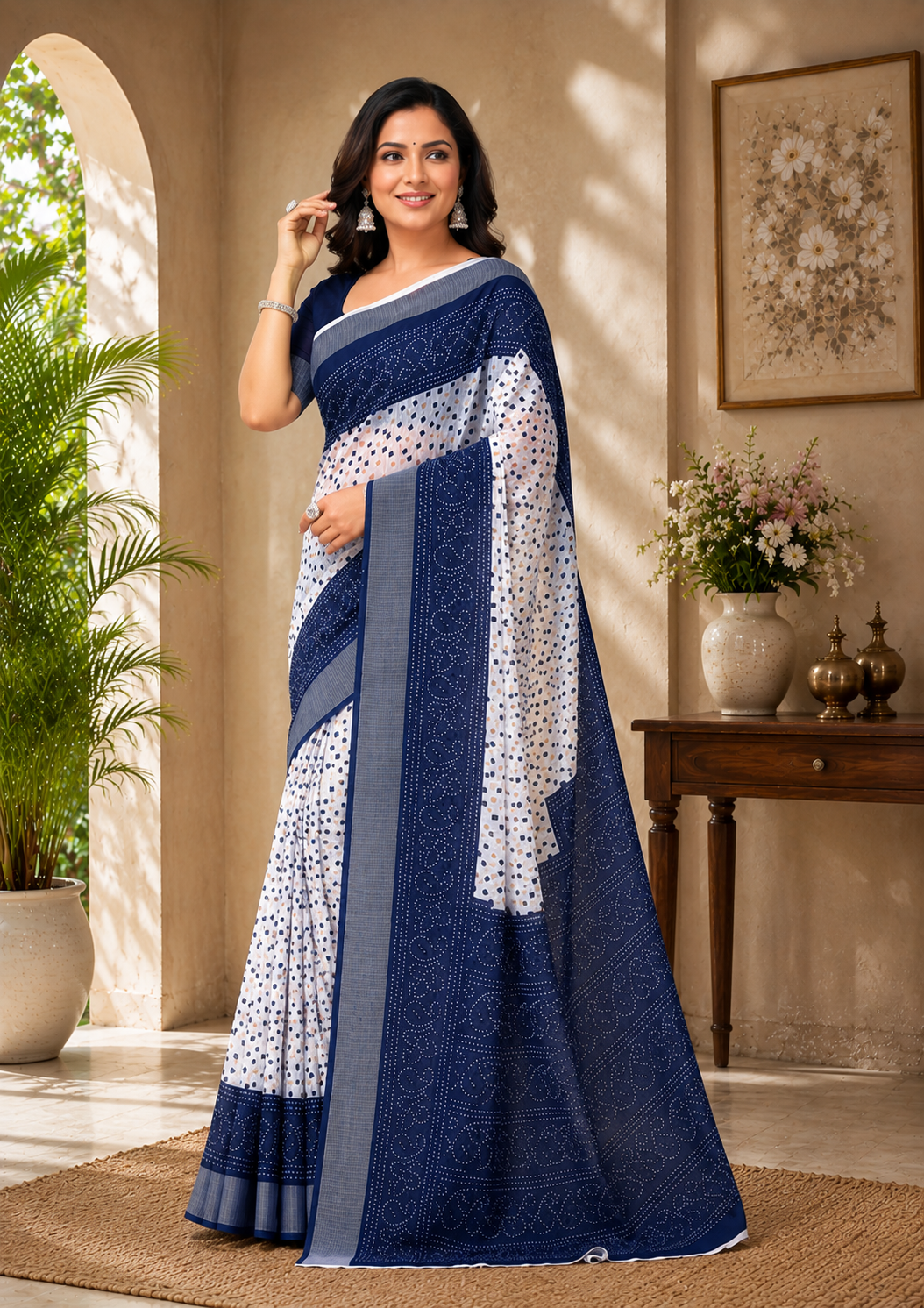 Linen Digital Printed Party Wear Saree - SAR-6077 - image 5