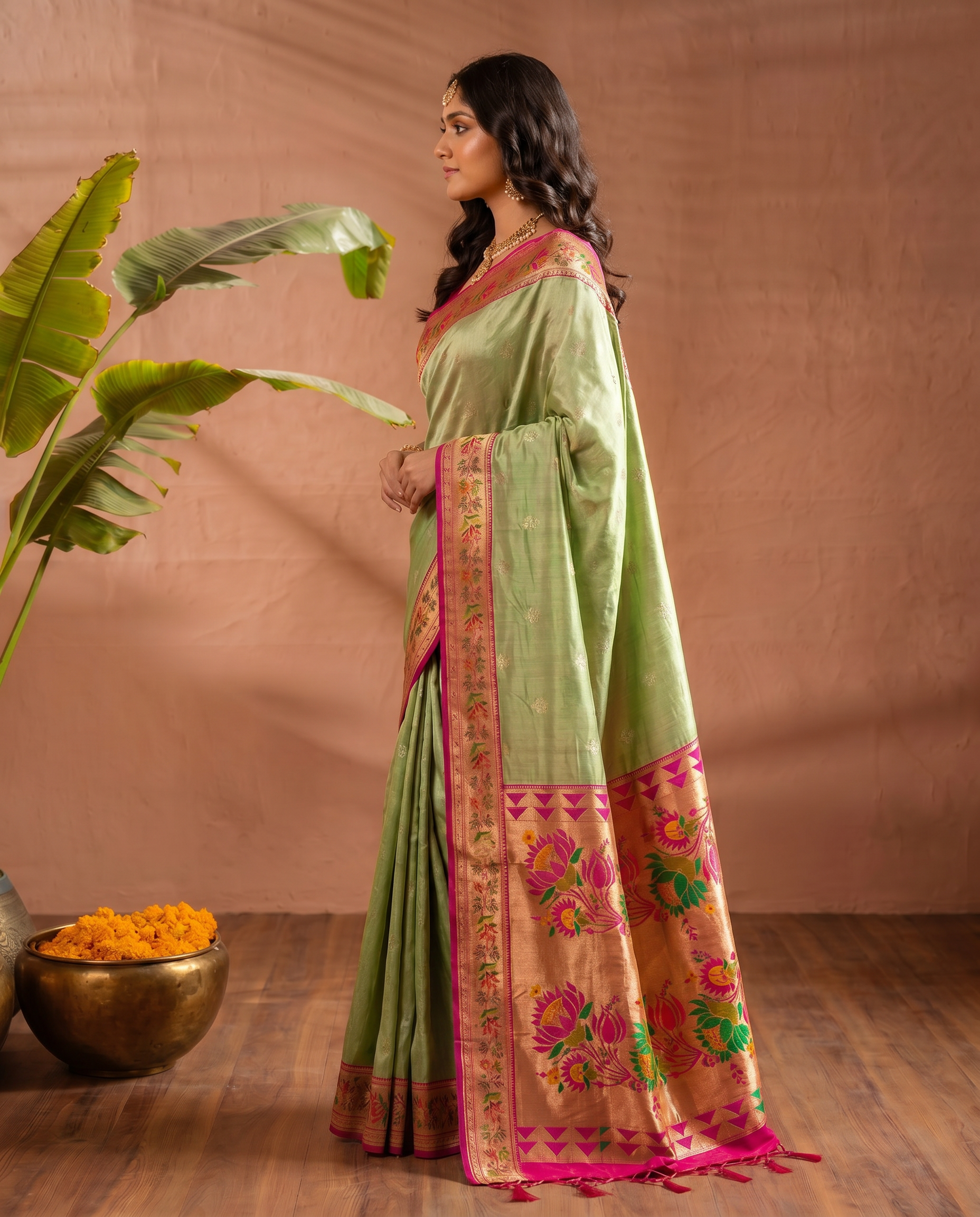 Lotus Pure Banarasi Silk Saree - output 0 - 03 side