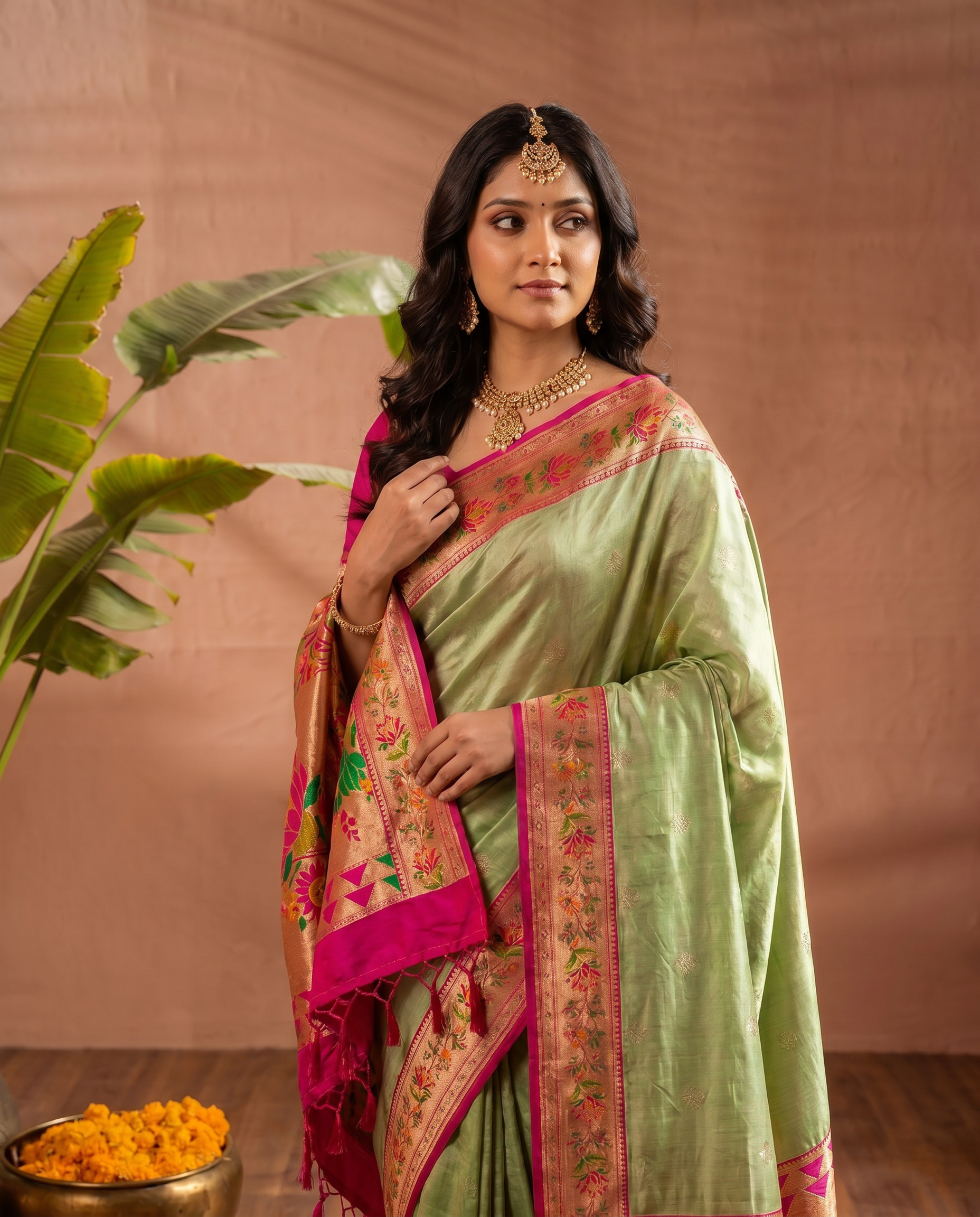 Lotus Pure Banarasi Silk Saree - output 0 - 04 upper closeup