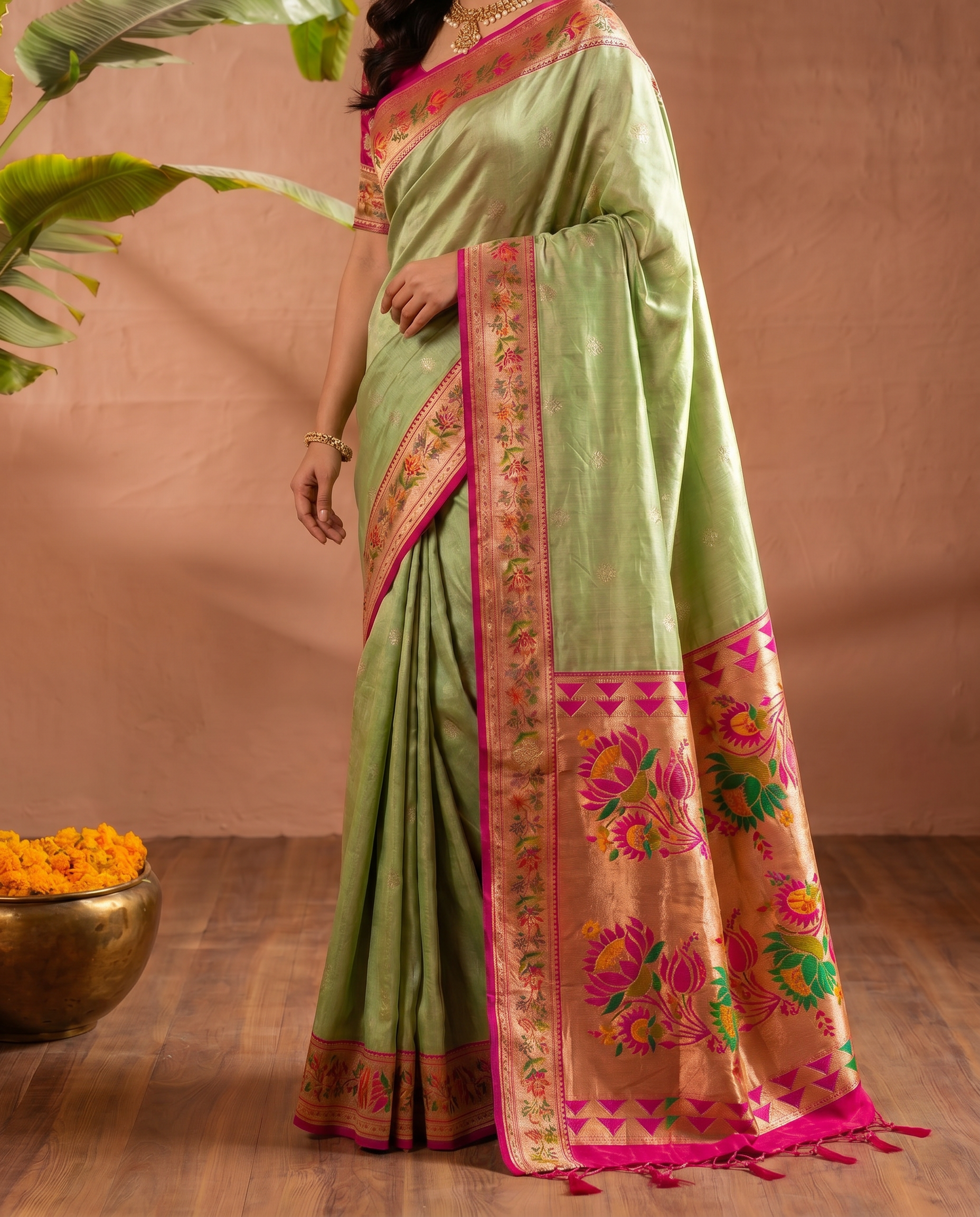 Lotus Pure Banarasi Silk Saree - output 0 - 05 lower closeup