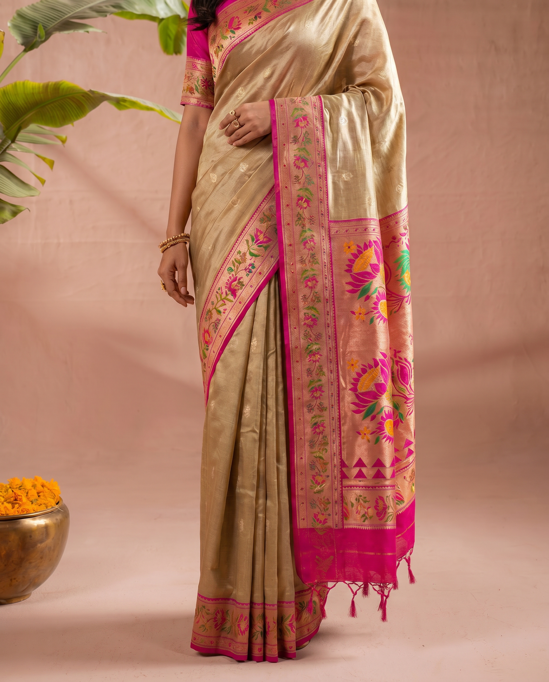 Lotus Pure Banarasi Silk Saree - output 1 - 05 lower closeup