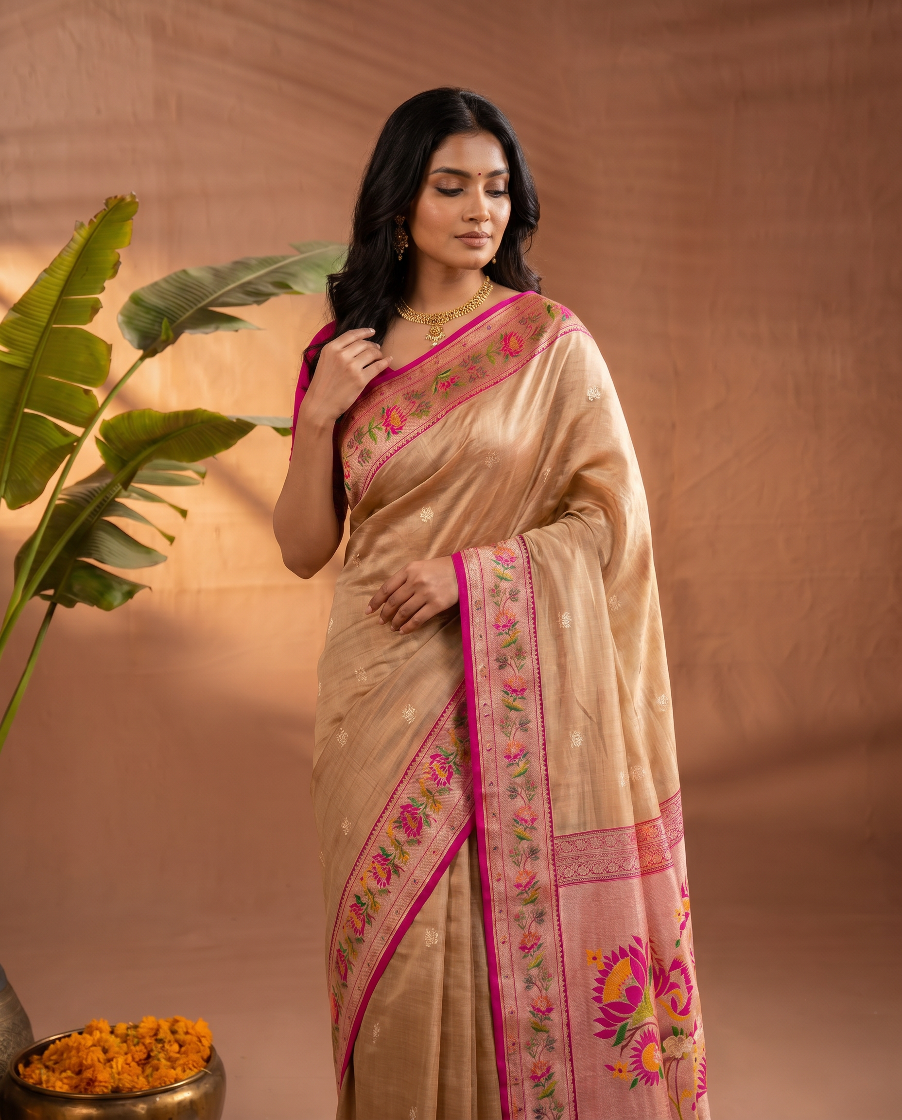 Lotus Pure Banarasi Silk Saree - output 4 - 04 upper closeup