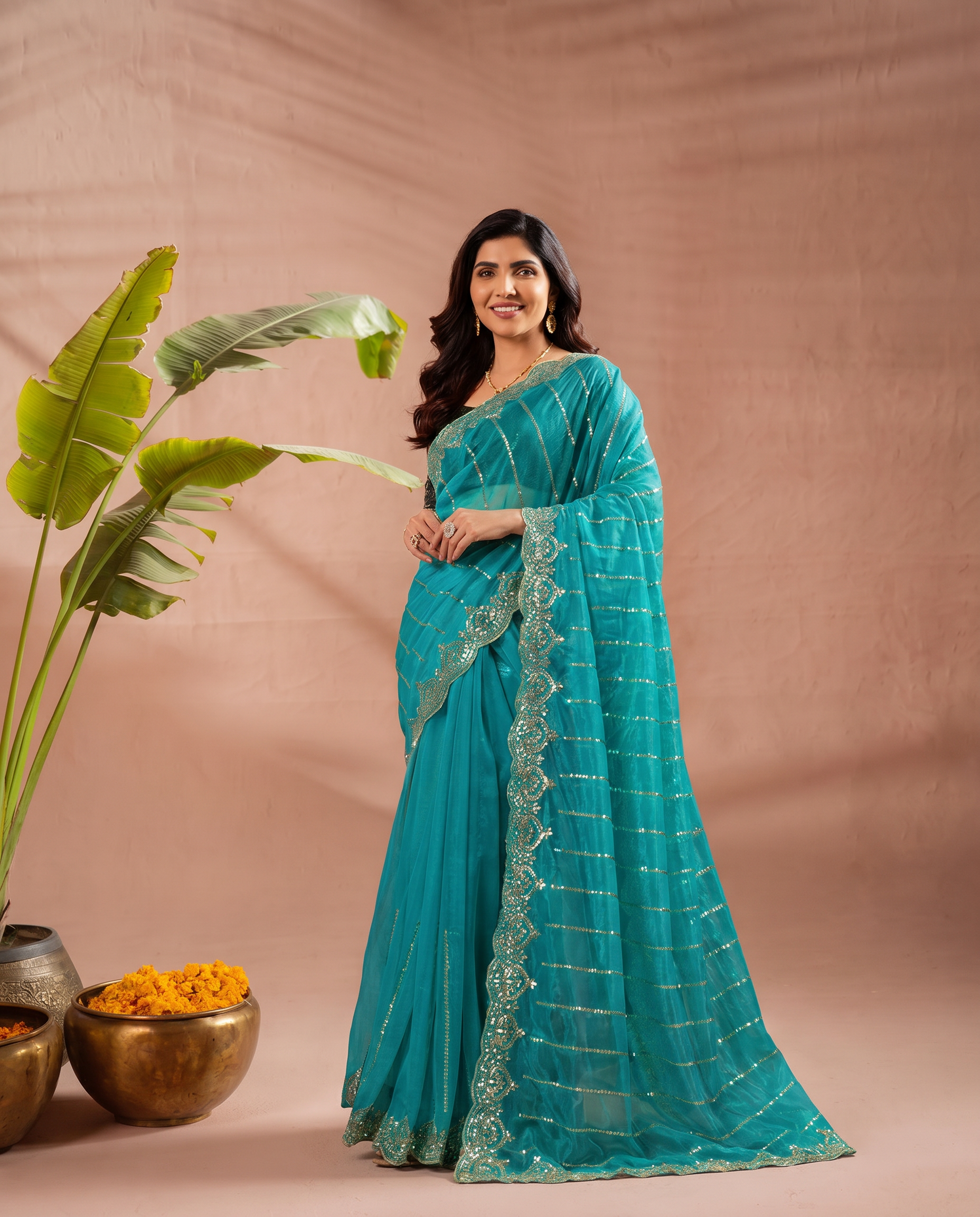 Modern Heritage: Red Net Saree with Black Embroiderd Blouse. - output 1 - 02 hero