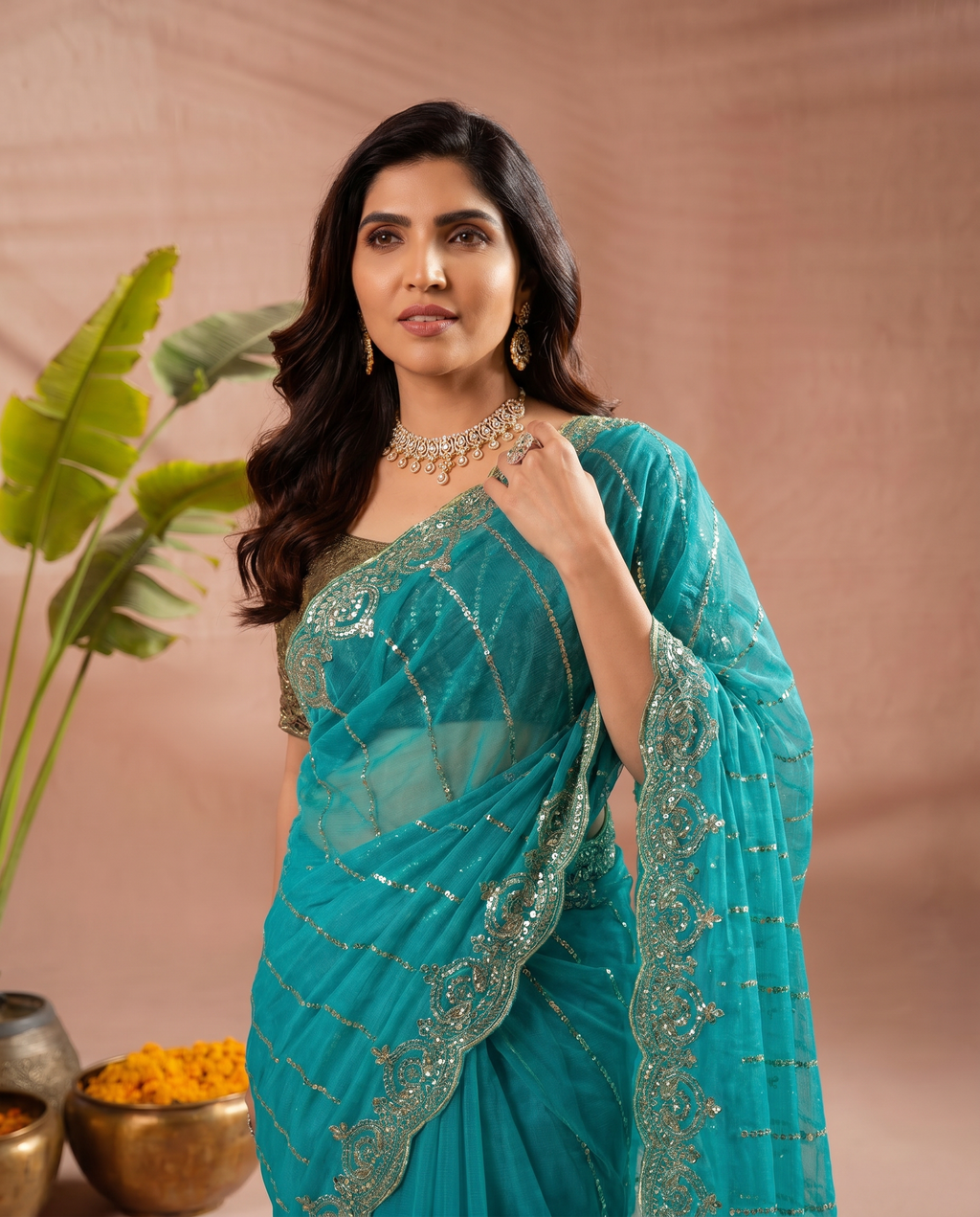 Modern Heritage: Red Net Saree with Black Embroiderd Blouse. - output 1 - 04 upper closeup