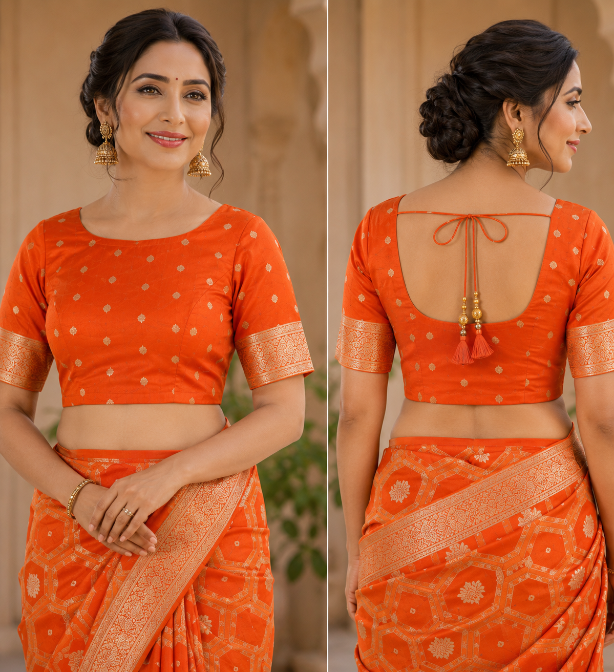 Orange Pure Silk Jari Weave Party Wear Saree - image 5