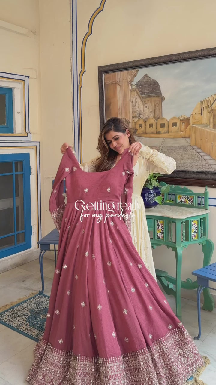 Elegant Black Anarkali Suit Set with Embroidered Dupatta