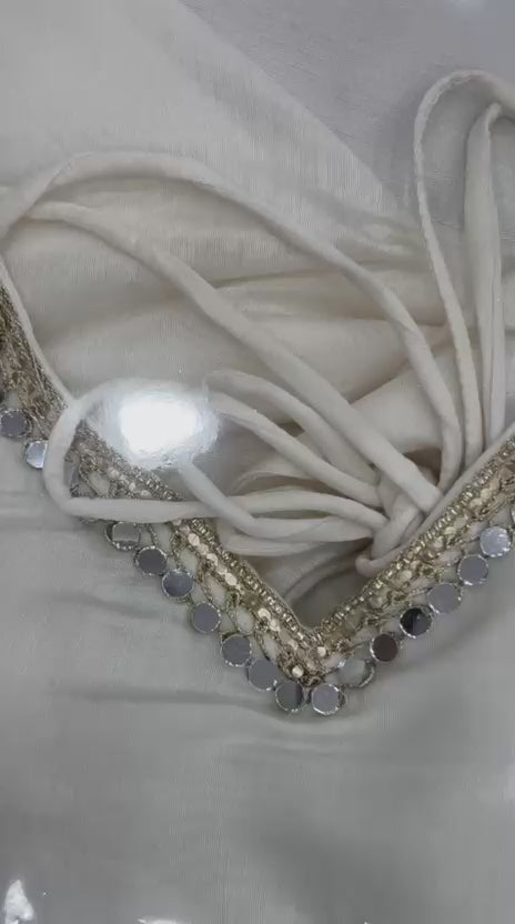 Elegant Offwhite Anarkali Suit with Net Dupatta