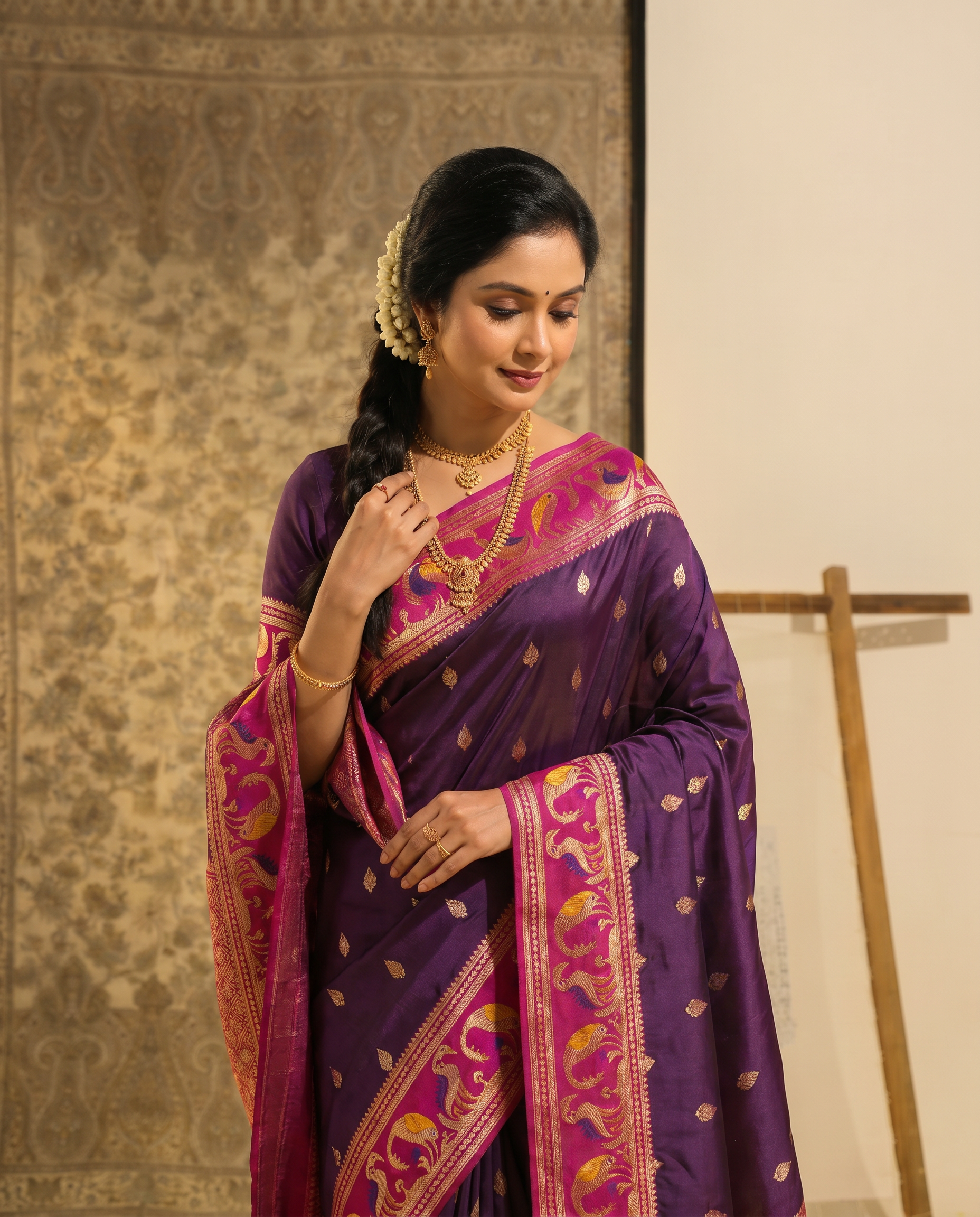 Priyamani Pure Banarasi Silk Saree - output 0 - 04 upper closeup