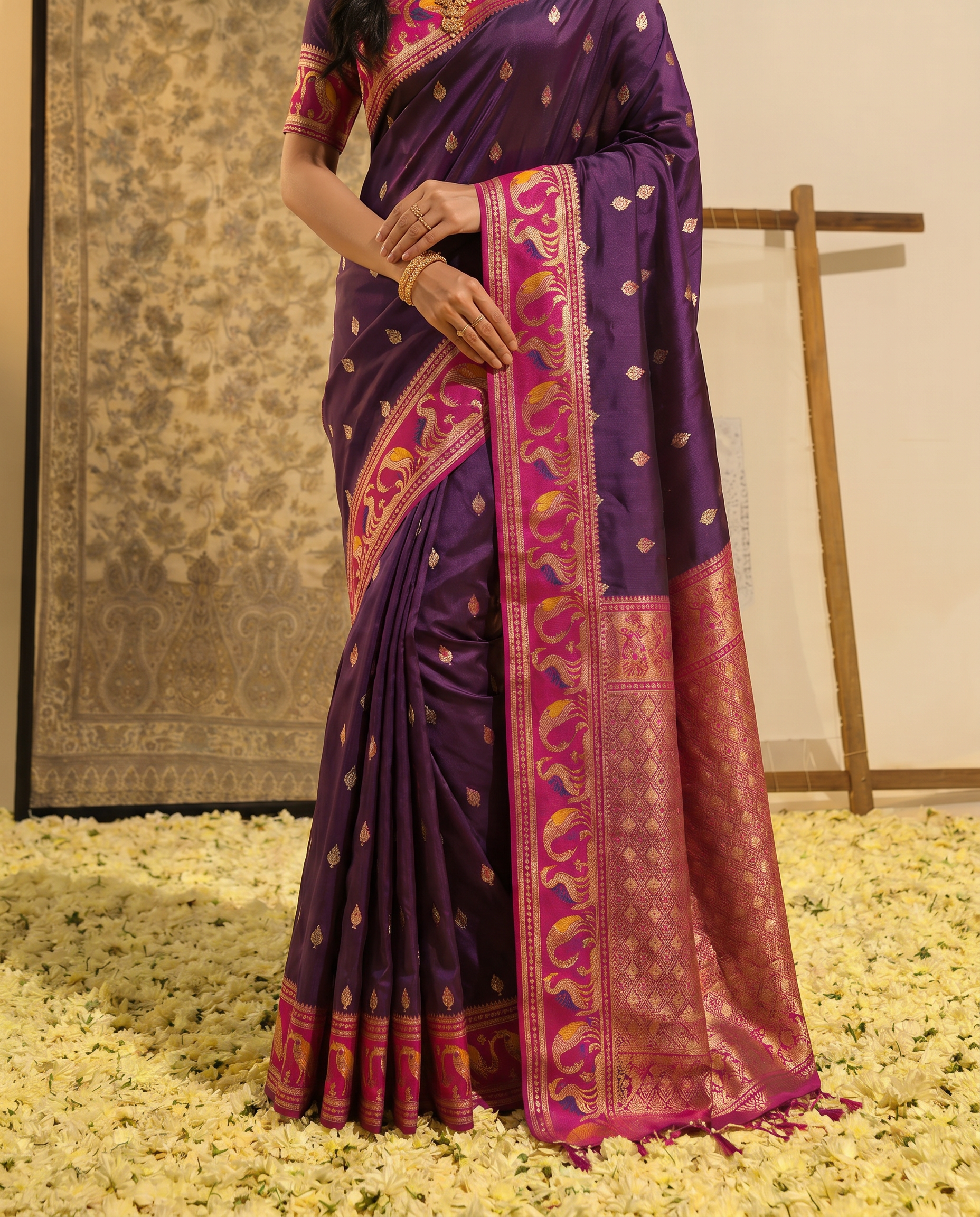 Priyamani Pure Banarasi Silk Saree - output 0 - 05 lower closeup
