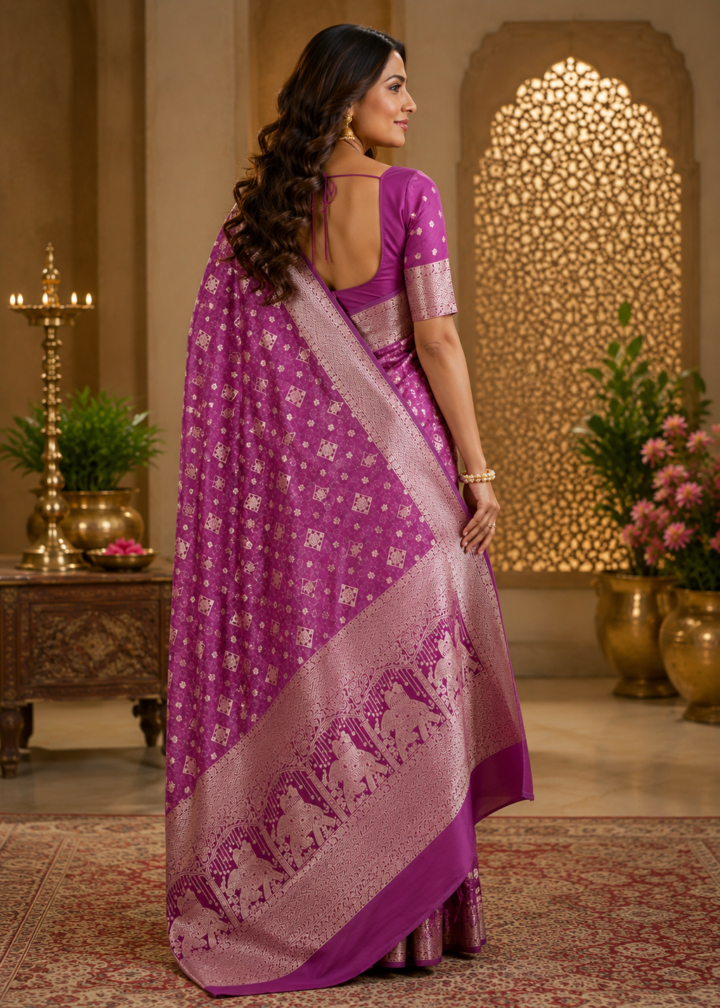 Purple Pure Silk Jari Weave Party Wear Saree - image 3