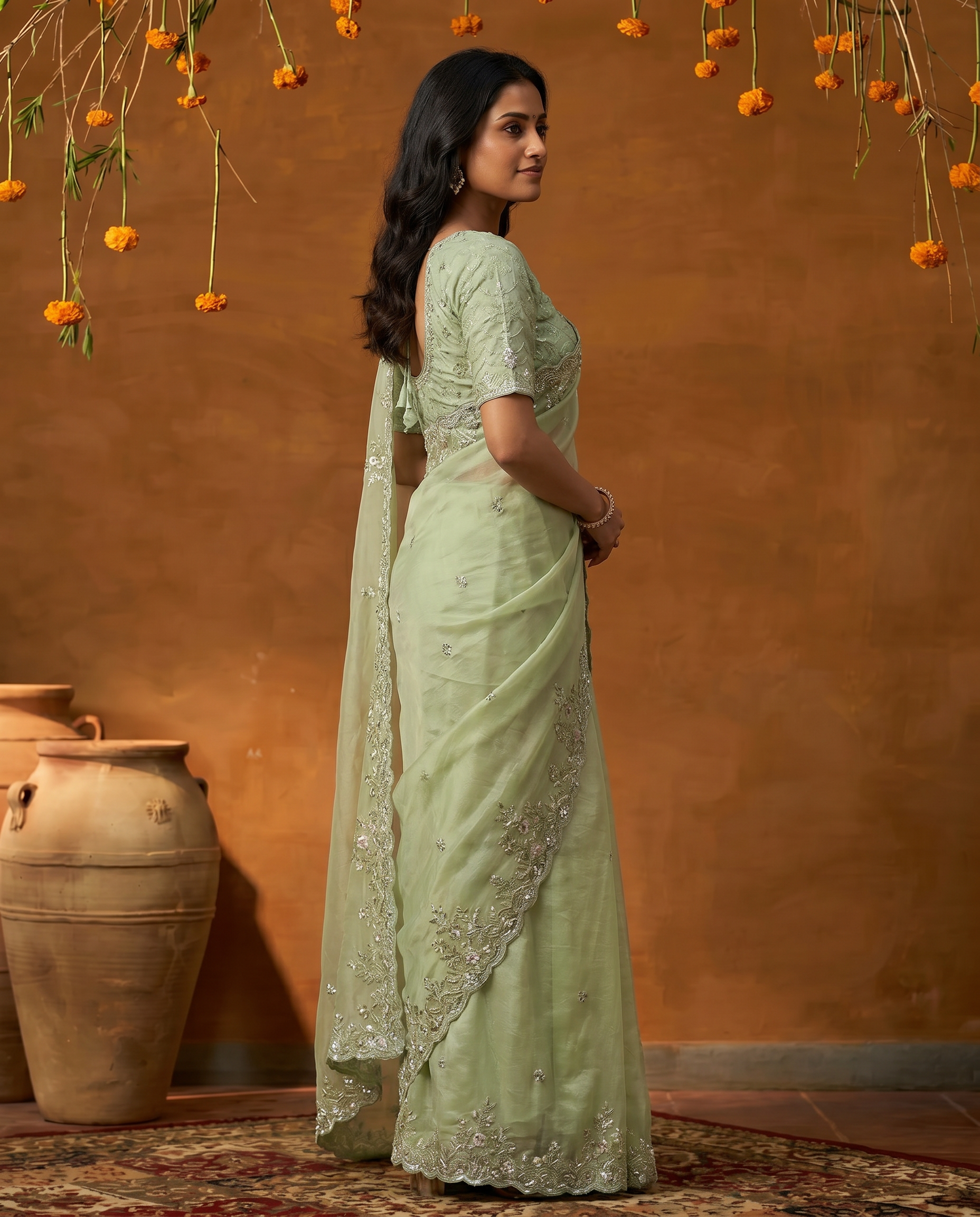 Rangoli Rouge Bollywood Embroidered Silk Saree - output 0 - 03 side