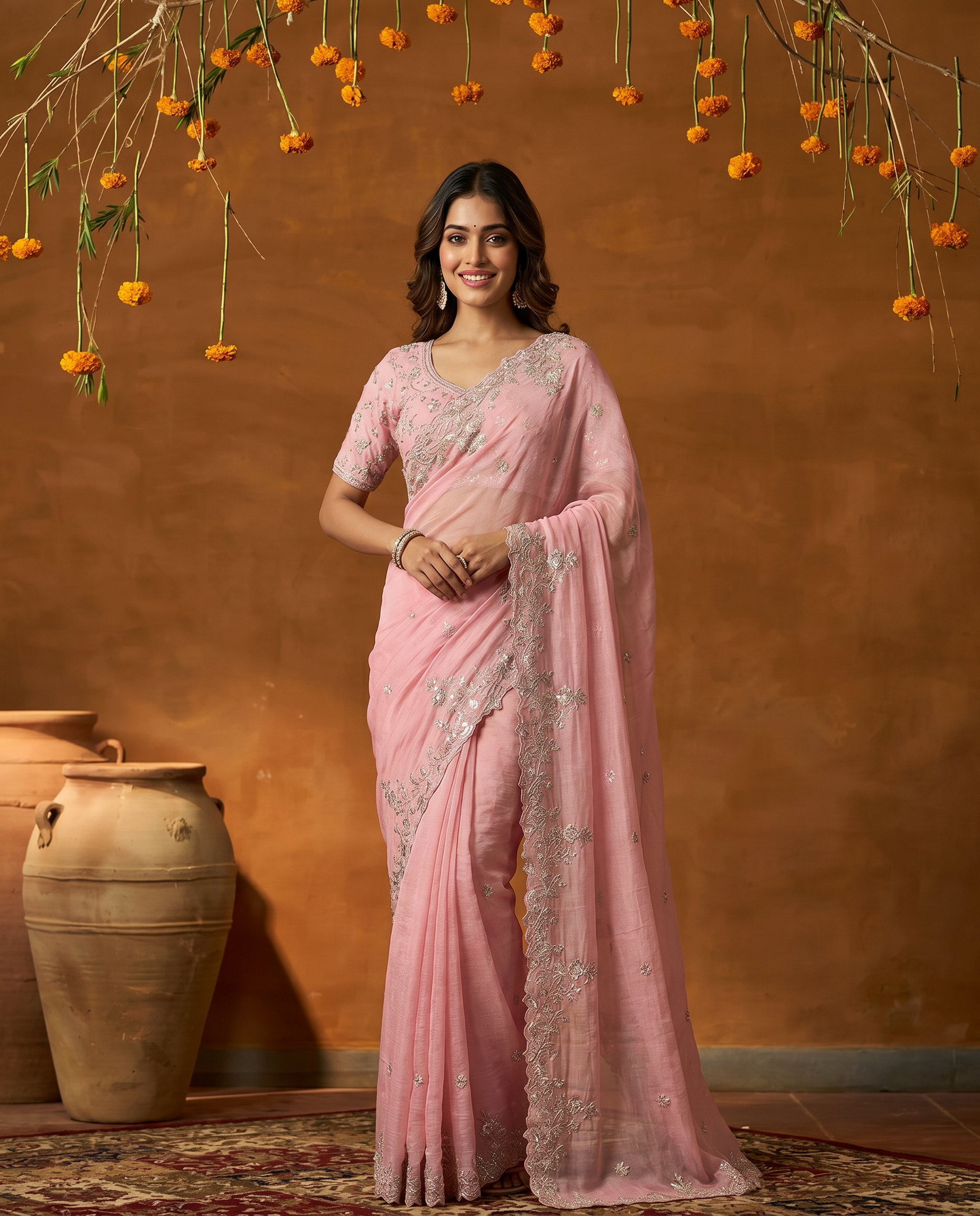 Rangoli Rouge Bollywood Embroidered Silk Saree - output 1 - 02 hero
