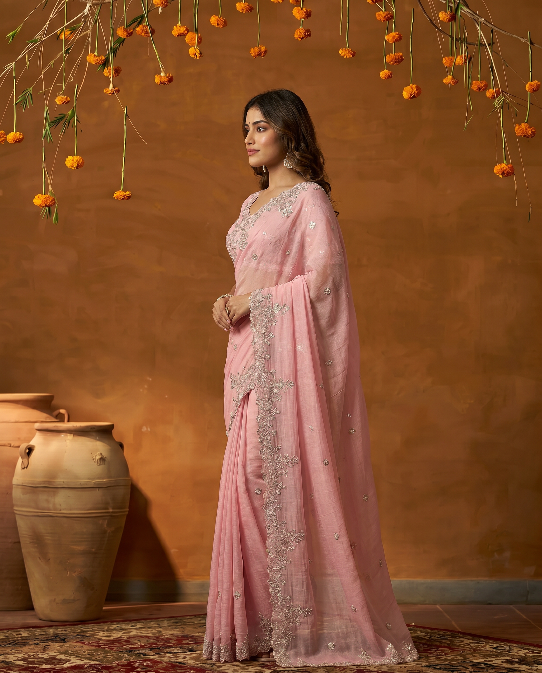 Rangoli Rouge Bollywood Embroidered Silk Saree - output 1 - 03 side