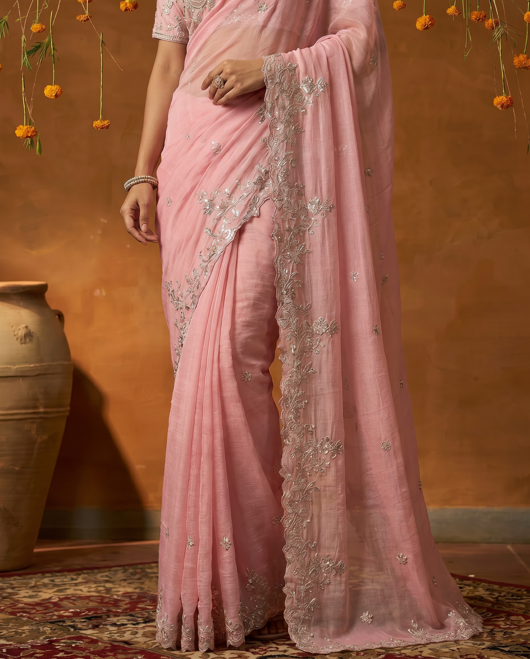 Rangoli Rouge Bollywood Embroidered Silk Saree - output 1 - 05 lower closeup