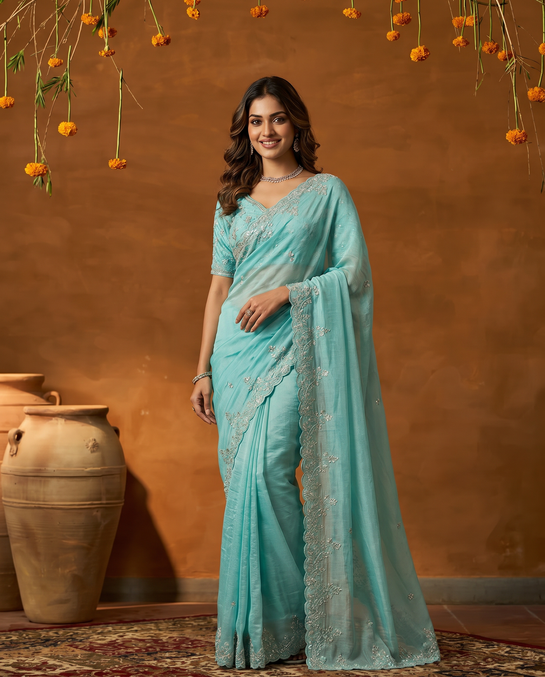 Rangoli Rouge Bollywood Embroidered Silk Saree - output 2 - 02 hero