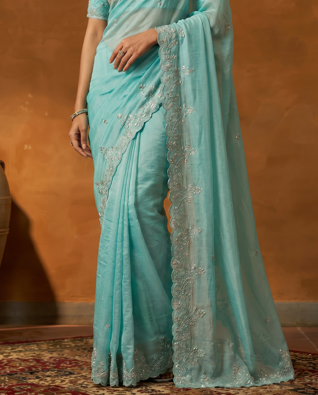 Rangoli Rouge Bollywood Embroidered Silk Saree - output 2 - 05 lower closeup