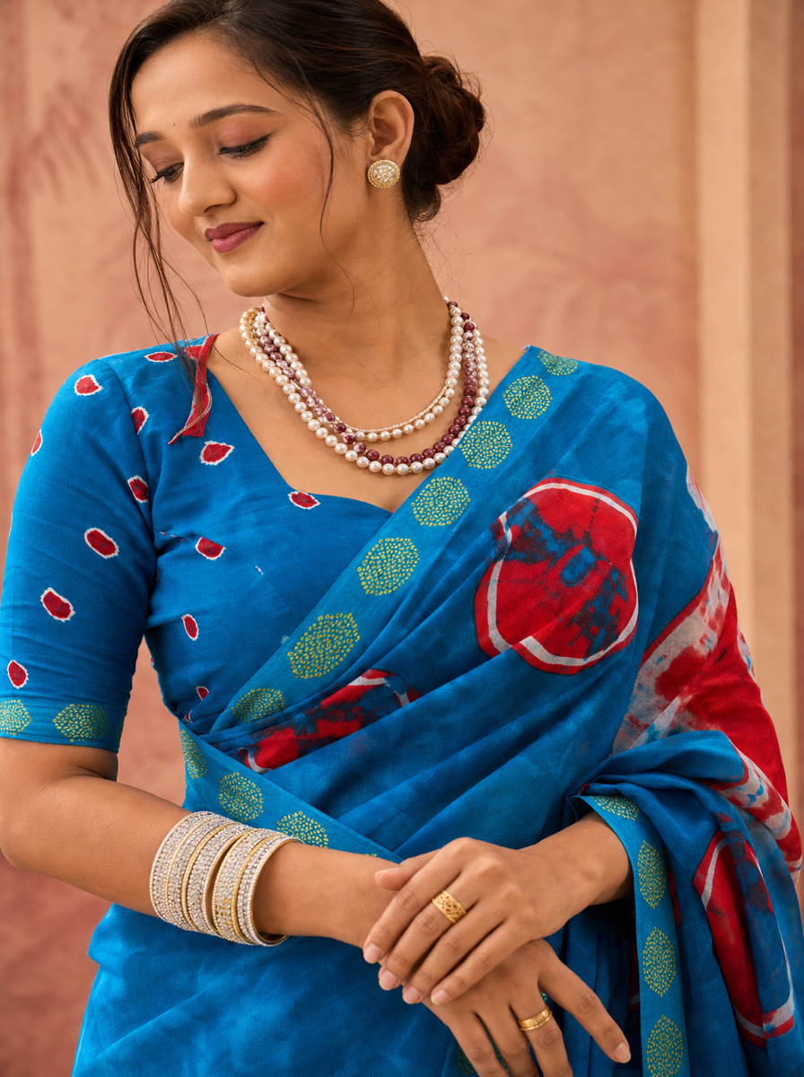 Vintage Charm Chikoo & Pink Shibori Saree