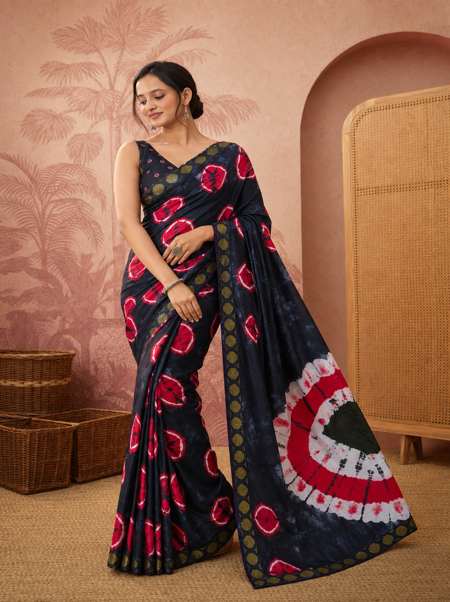 Vintage Charm Chikoo & Pink Shibori Saree