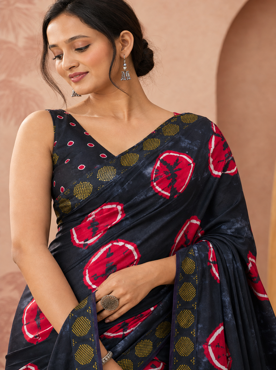 Vintage Charm Chikoo & Pink Shibori Saree