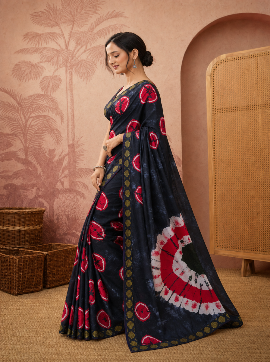 Vintage Charm Chikoo & Pink Shibori Saree - result (6)