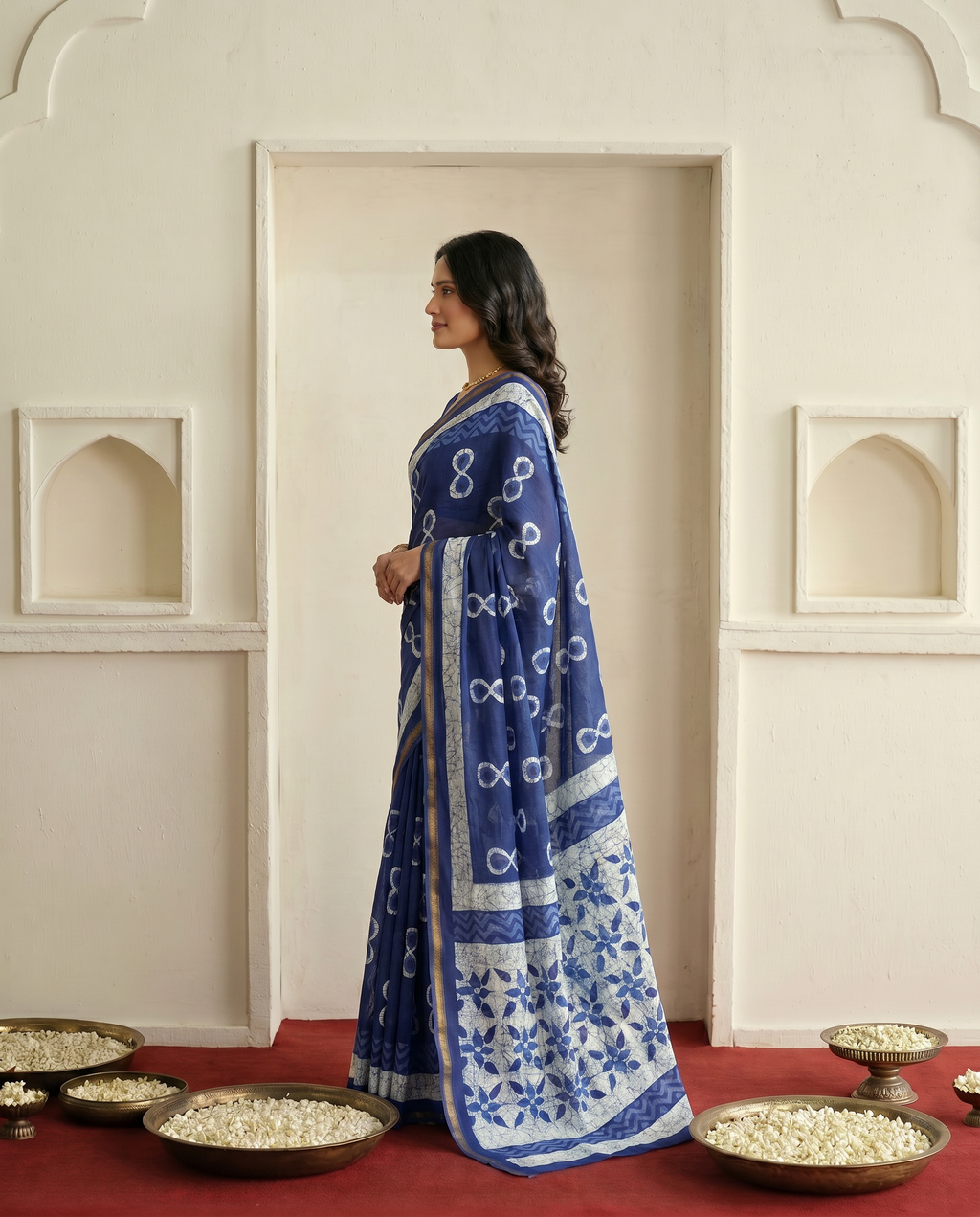 Stylish Rama Printed Pure Cotton Saree with Contemporary Motifs - output 1 - 03 side