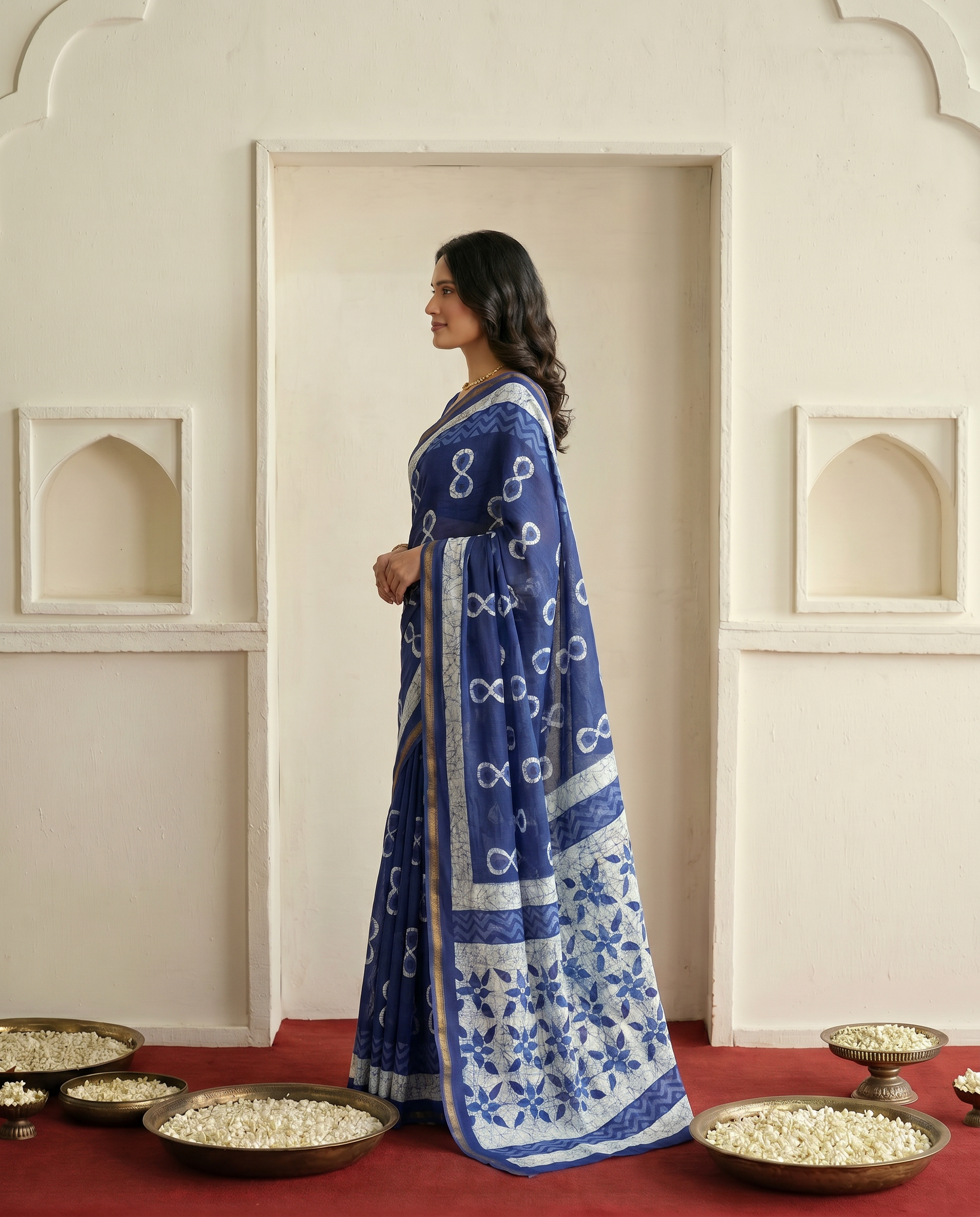 Stylish Rama Printed Pure Cotton Saree with Contemporary Motifs - output 1 - 03 side