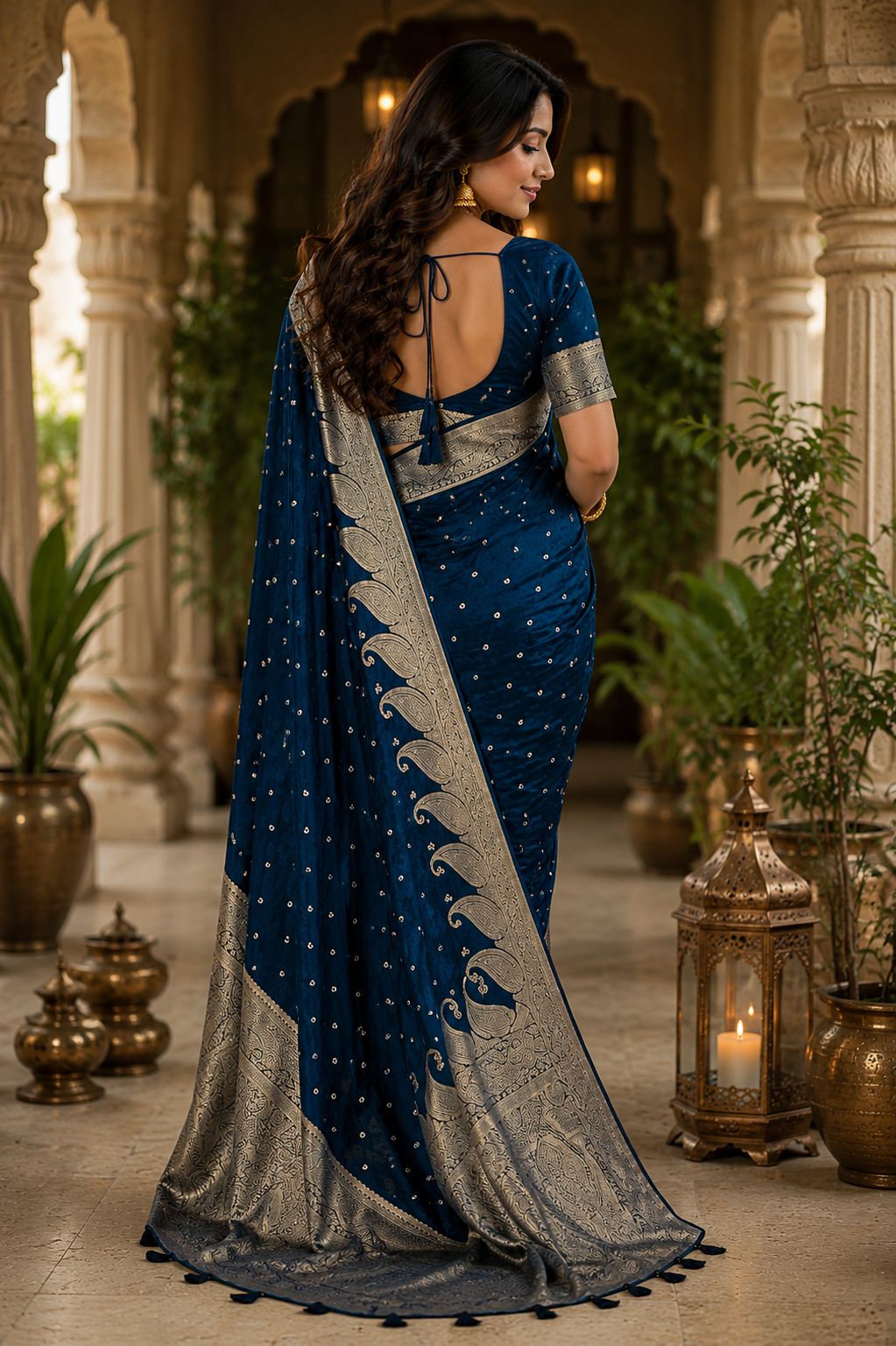 Teal Blue Pure Silk Jari Weave Party Wear Saree - image 3