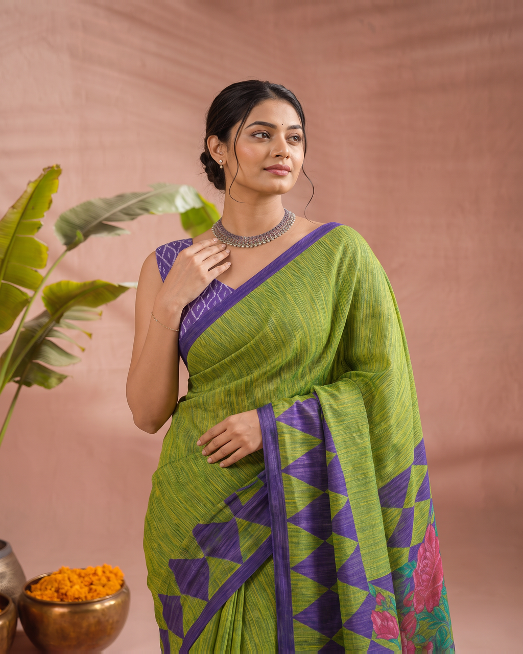 The Mist Grey Mulmul - Mehndi Green - upper closeup - catalog replacement catalog-output-replacement-20260812-095206-5340