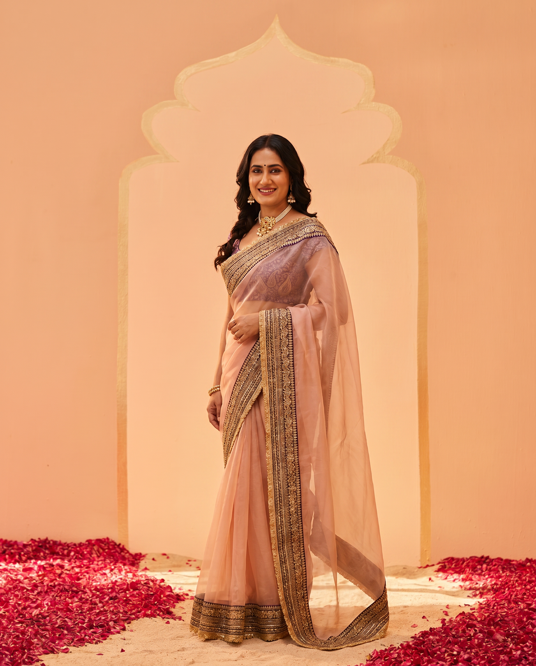 Twill Aura Designer Net Embroidered Saree - output 0 - 02 hero