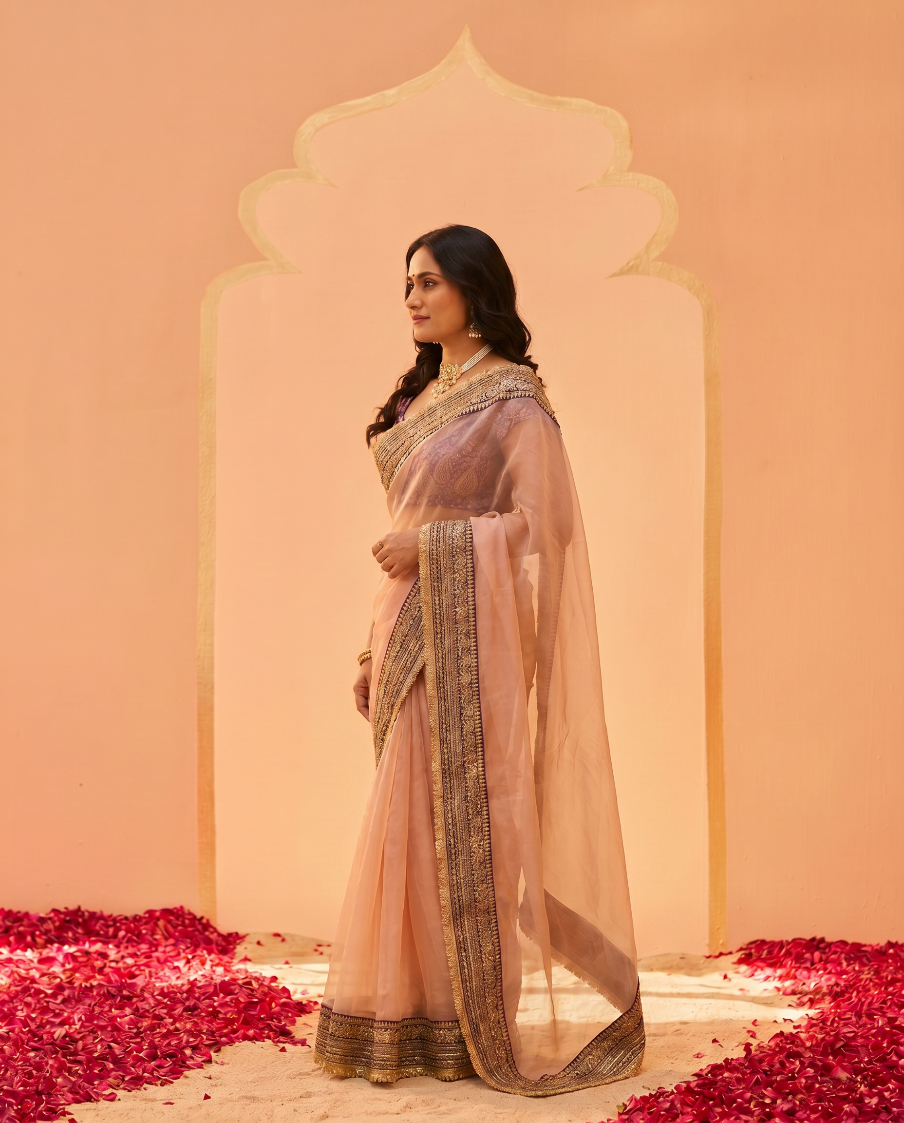 Twill Aura Designer Net Embroidered Saree - output 0 - 03 side