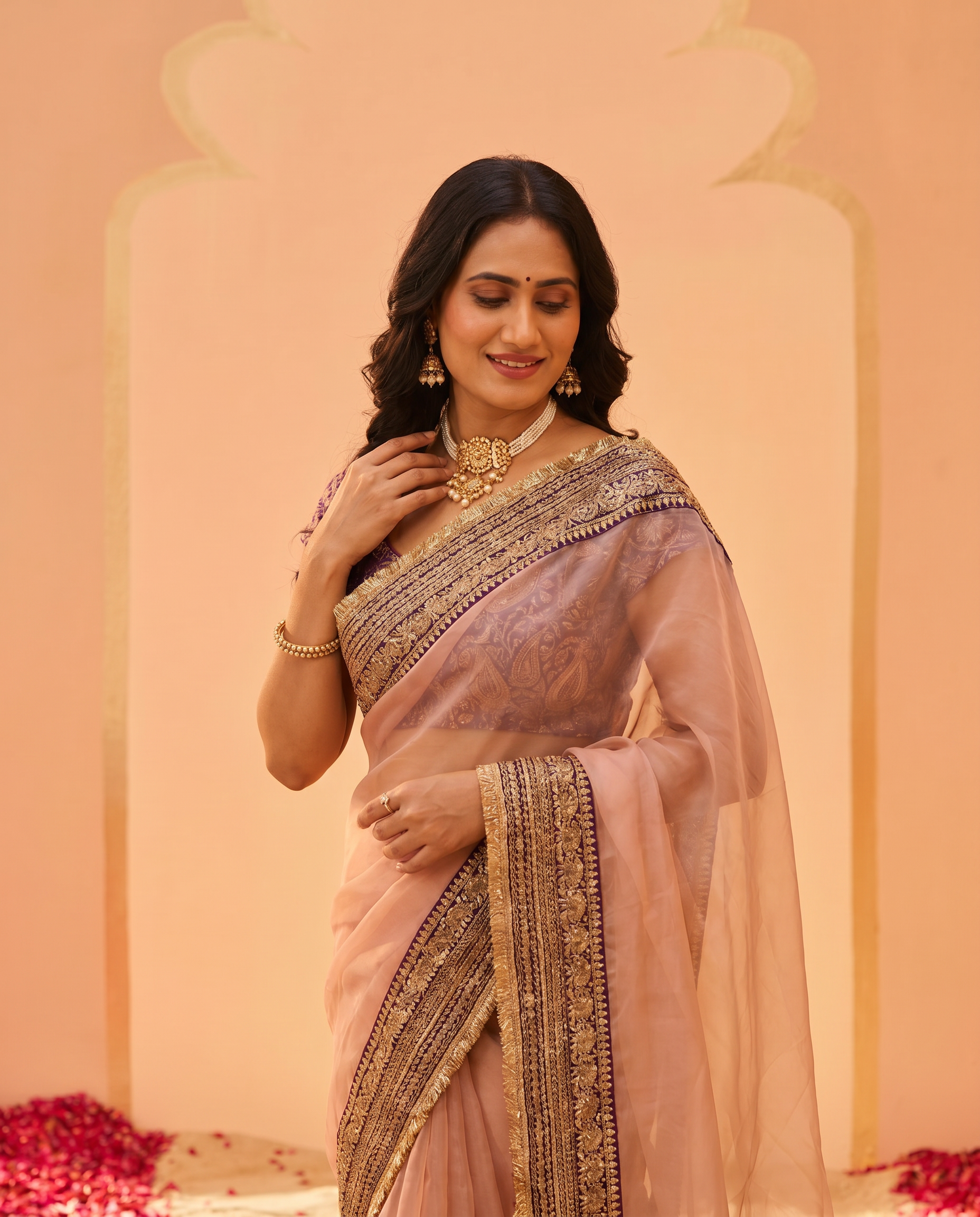 Twill Aura Designer Net Embroidered Saree - output 0 - 04 upper closeup
