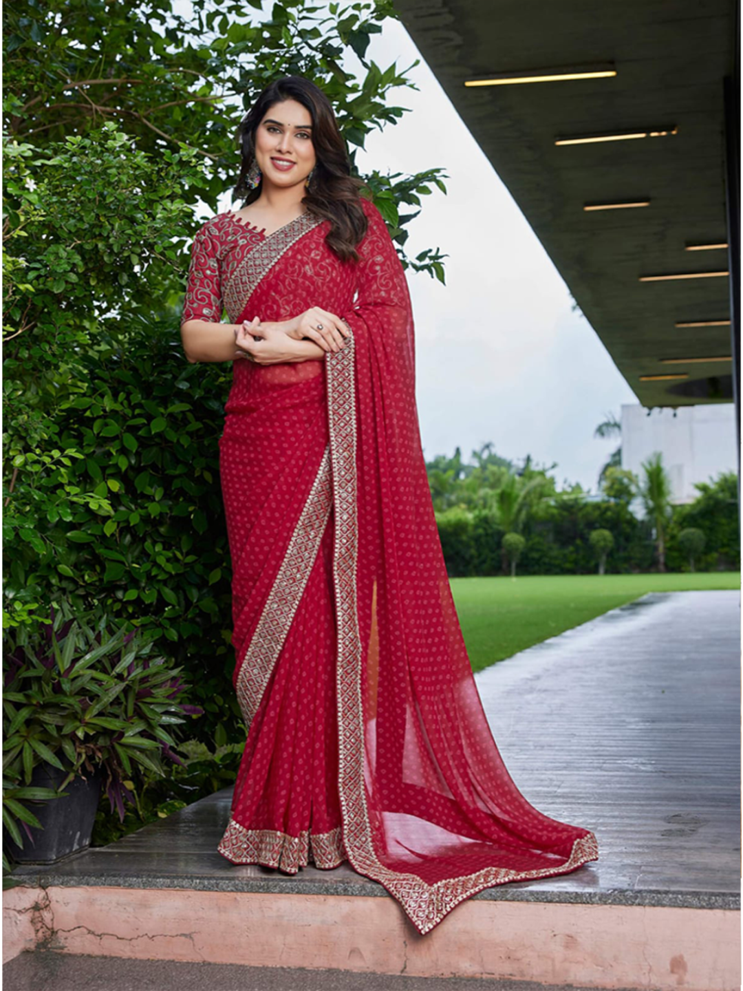 Elegant Teal Green Georgette Saree with Designer Border – Party Wear Traditional Saree for Women