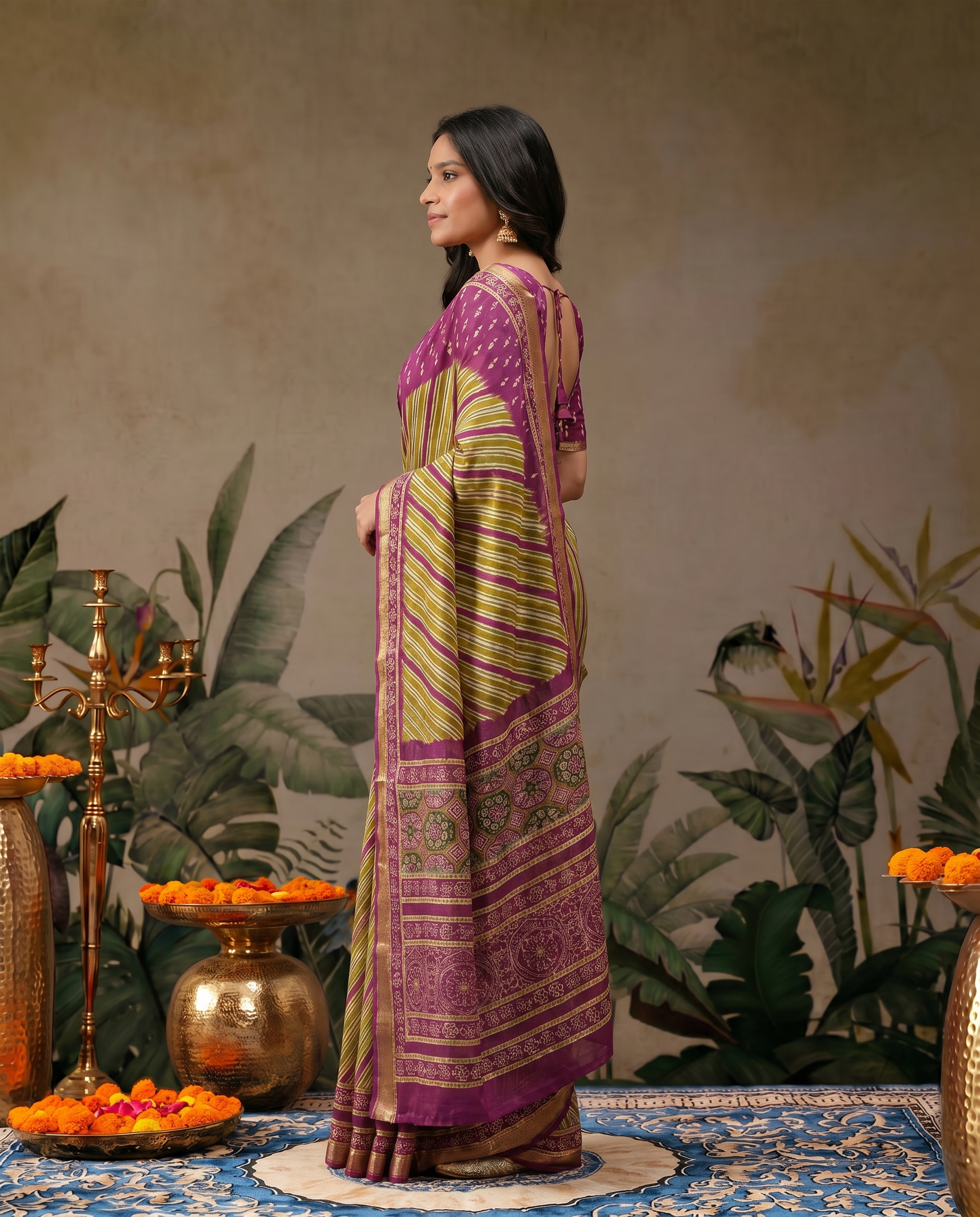 Vibrant Orange Printed Pure Cotton Saree with Traditional Patterns - output 1 - 03 side