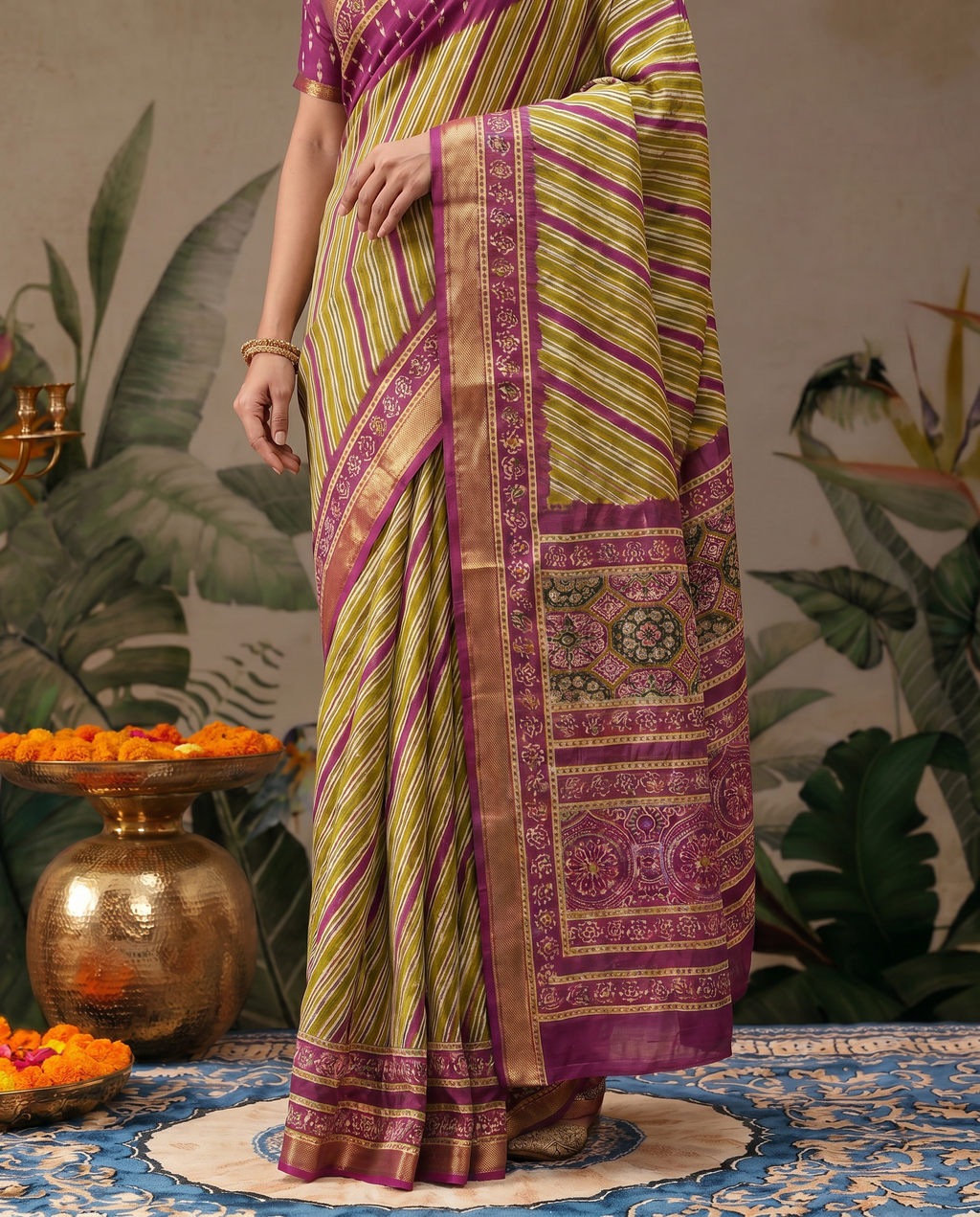 Vibrant Orange Printed Pure Cotton Saree with Traditional Patterns - output 1 - 05 lower closeup