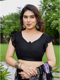 Elegant Black Floral Printed Georgette Saree with Designer Border – Party Wear & Casual Wear
