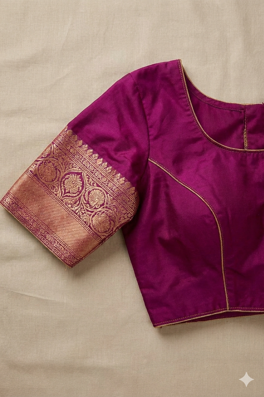 Wine Magenta Pure Silk Jari Weave Party Wear Saree - image 5