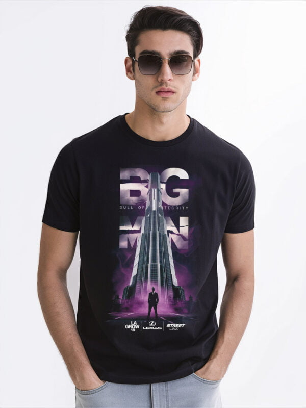 Men's Classic Black Round Neck Graphic Tee