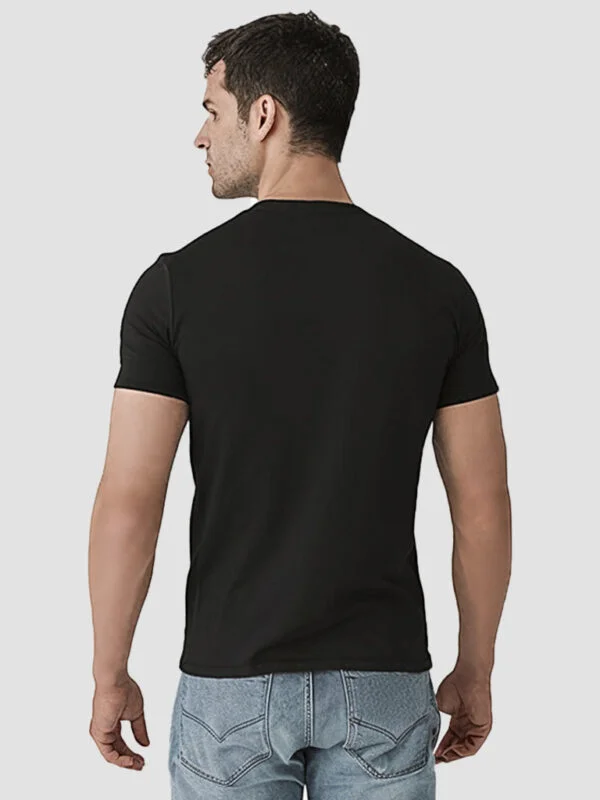 Men`s Casual Black Printed Round Neck T-Shirt - Image 2