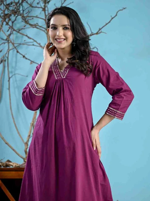 Wine Kurta Pant Co-ord Set - Image 2