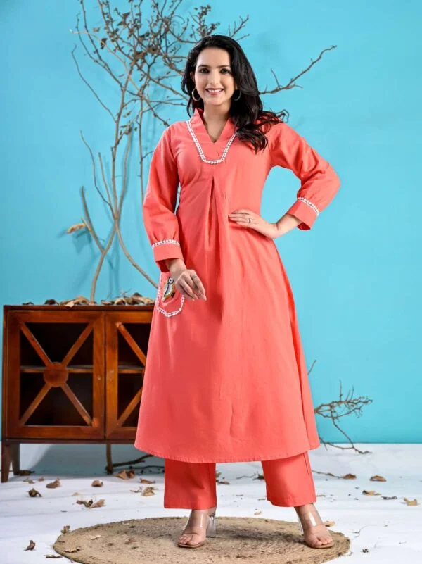 Peach Kurta Pant Co-ord Set