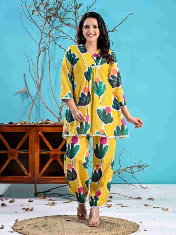 Women`s Yellow Printed Co-Ord Set