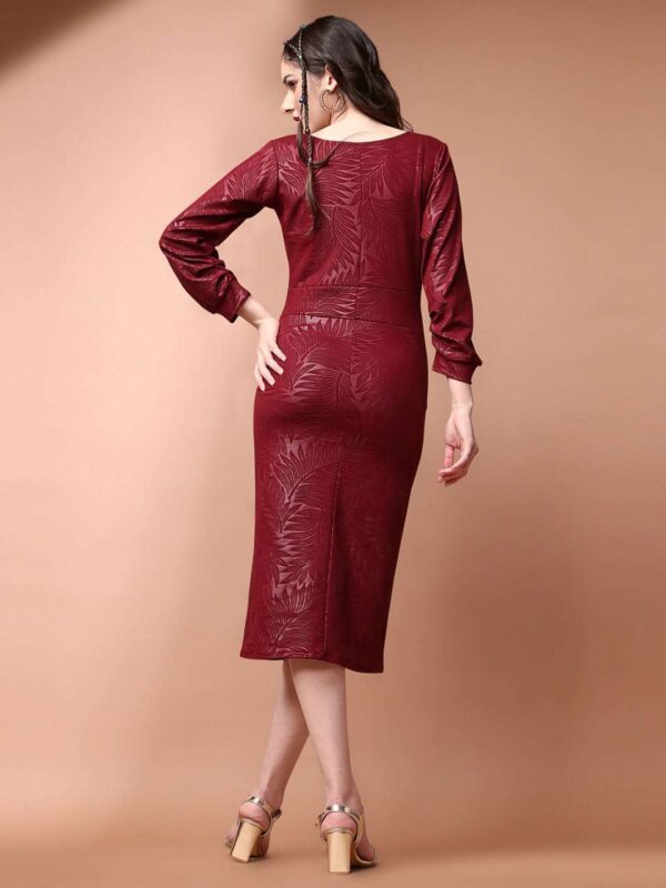 Women`s Western Wear One Piece Maroon Dress Cotton Lycra - Image 12